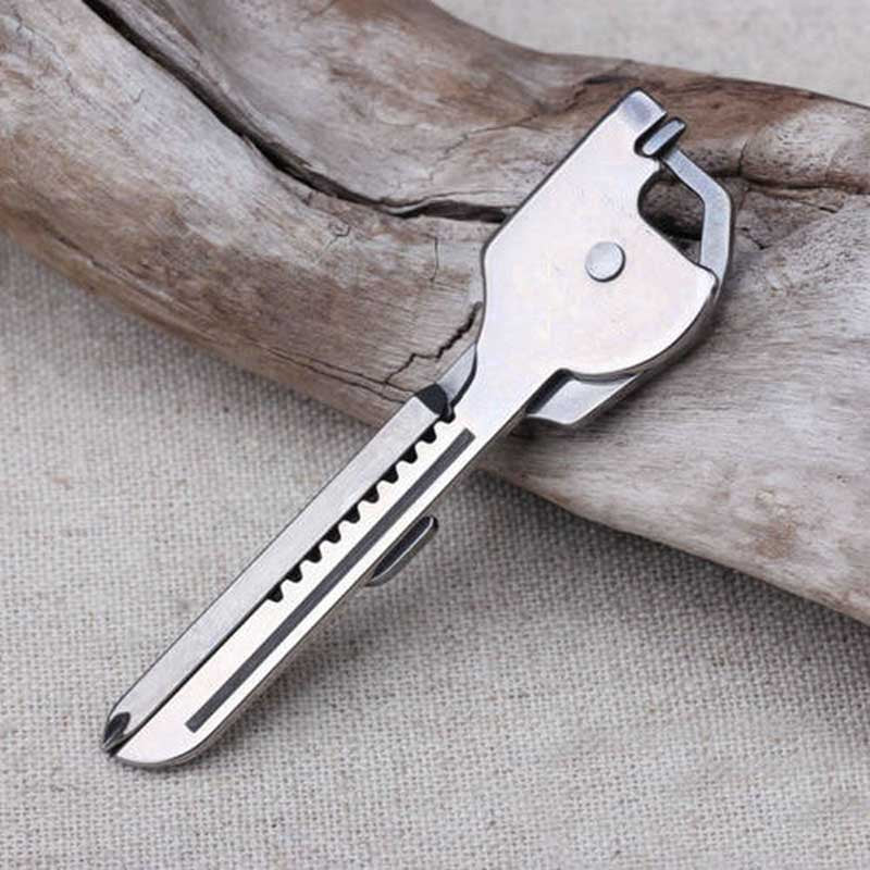 6 in1 Stainless Steel EDC Multi tool Keychain Utiliity Camping