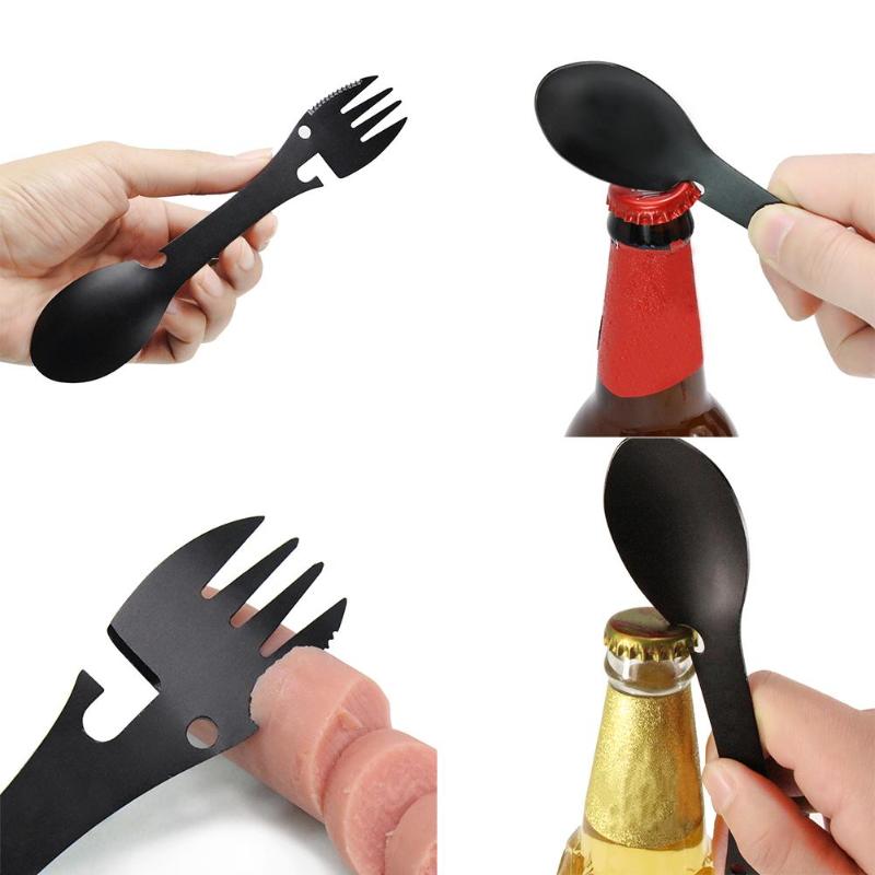 5 in 1 Multi-functional Outdoor Tools Stainless Steel Camping